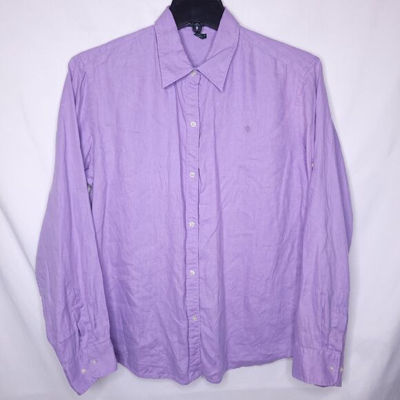 Lauren Ralph Lauren Tops - Lauren Ralph Lauren Linen Shirt Womens XL Lilac Minimalist Preppy